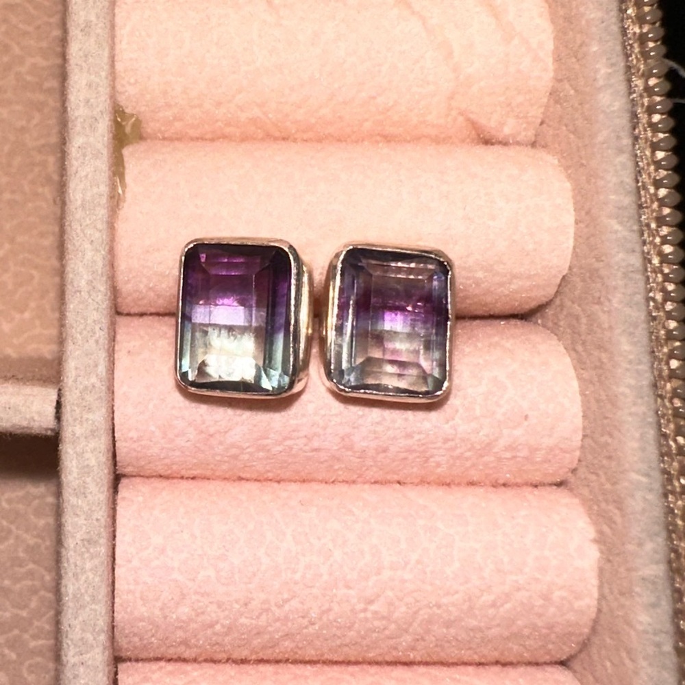 Rainbow Fluorite Stud Earrings - image 1
